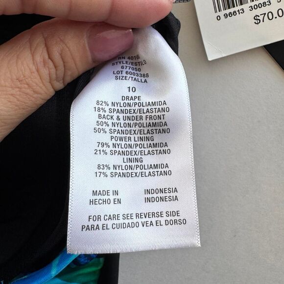 NWT Dreamsuit Blue Palm Leaf 1 Piece Swimsuit. Swimwear. Beach. Pool. - Picture 5 of 6